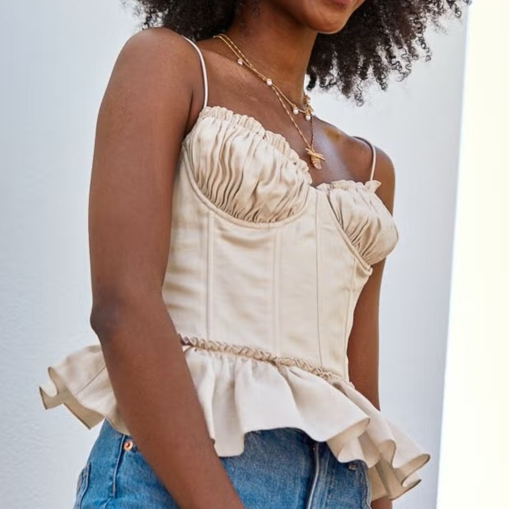 Brock Collection x H&M pink corset peplum ruffle top M